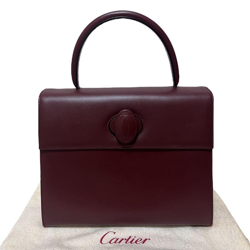 本物 Cartier カルティエ ハンドバッグ トップハンドル マストライン レザー ボルドー 美品 中古 - 手提包/手提袋 - 真皮 紅色