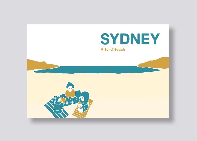 little ship 旅行插畫明信片 雪梨系列│邦迪海灘 Bondi Beach - 心意卡/卡片 - 紙 