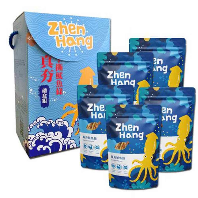 [Five-in-one gift box set]-Really hand-shredded squid strips 100g - Snacks - Paper Blue