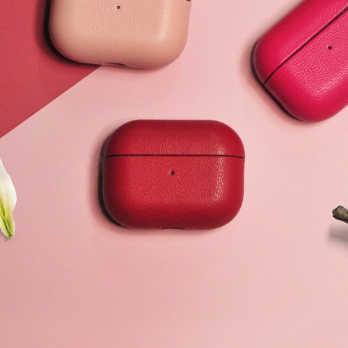 Bellagenda AirPods 4/3/Pro/Pro2 皮革 耳機套 聖誕紅 可客製化 刻字
