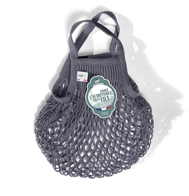 French Filt Classic Hand Woven Bag-Shark Grey Gris Lead - กระเป๋าถือ - ผ้าฝ้าย/ผ้าลินิน สีเทา