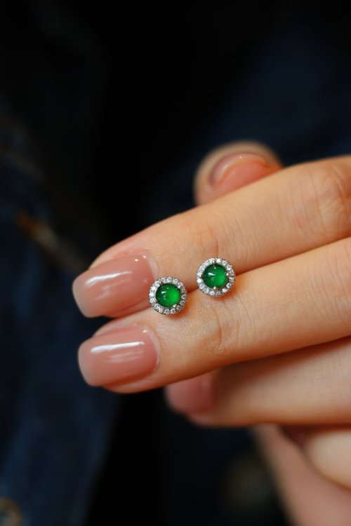 【Kanade】本翡翠S925銀 グアテマラ氷辣緑ジェイダイト ピアス Kanade様専用】本翡翠S925銀 グアテマラ氷辣緑ジェイダイト ピアス