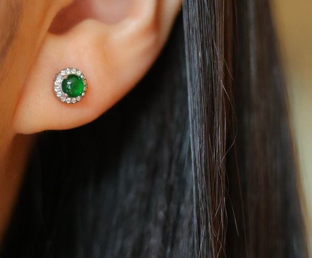 3.5mm天然鉱石グアテマラ翡翠フルグリーンヒスイ豆925スターリング