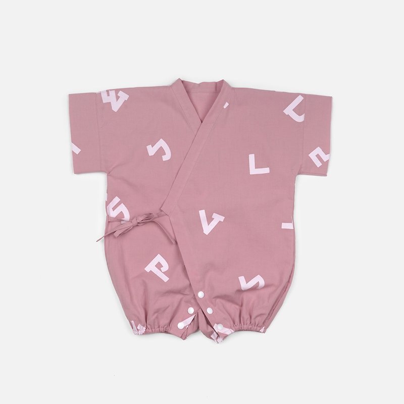ผ้าฝ้าย/ผ้าลินิน ชุดทั้งตัว สึชมพู - [Children's clothing] Taiwanese girl phonetic onesies- Sakura pink/baby baby Jinbei