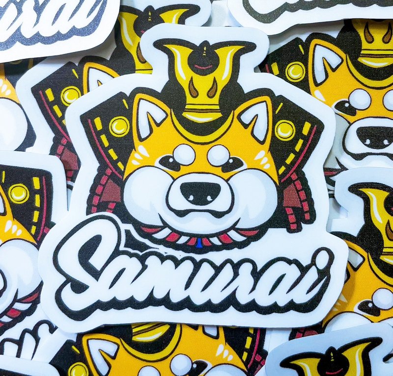 Shiba Inu Sticker Shiba Samurai Japanese Style Sticker Shiba Shiba Sticker - Thick and Super Wear-resistant Sticker Anti-Scratch and Waterproof - สติกเกอร์ - กระดาษ ขาว