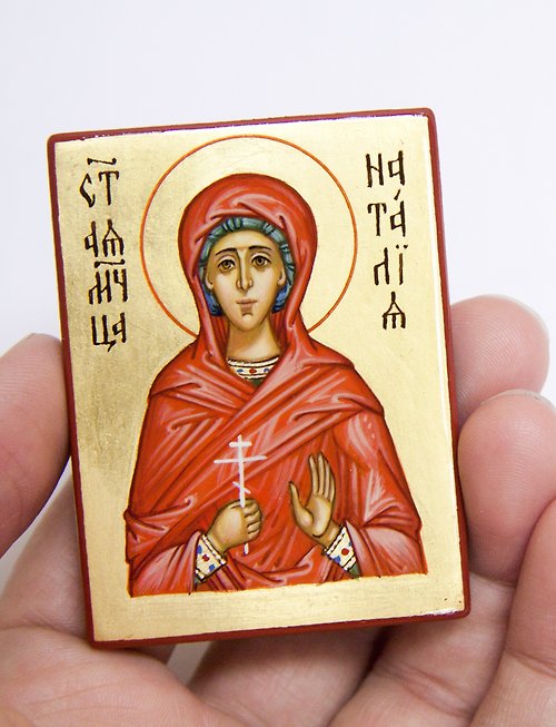Orthodox small icons hand painted orthodox wood icon Saint Holy Martyr Natalia Religious pocket size