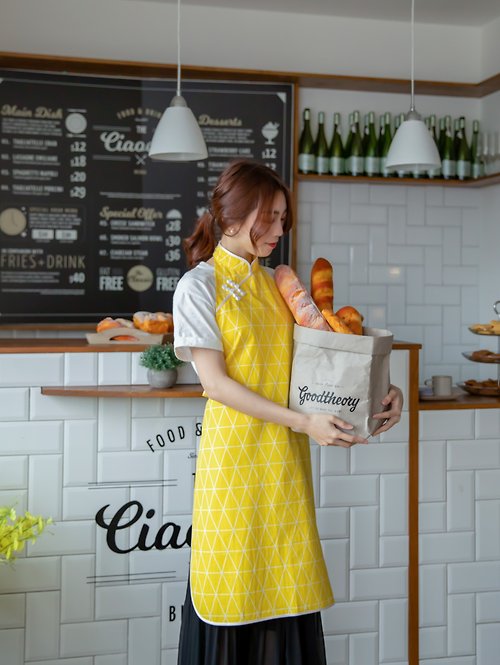 旗袍曼曼 Cheongsam Monmon 陽光幾何圖案旗袍造型圍裙