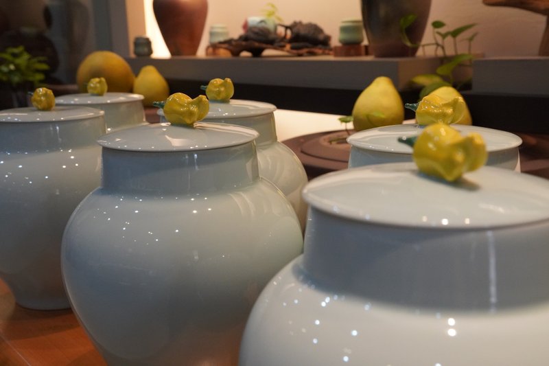 觀與藏系列 - 影青佛手瓜茶倉 - 茶壺/茶杯/茶具 - 陶 藍色