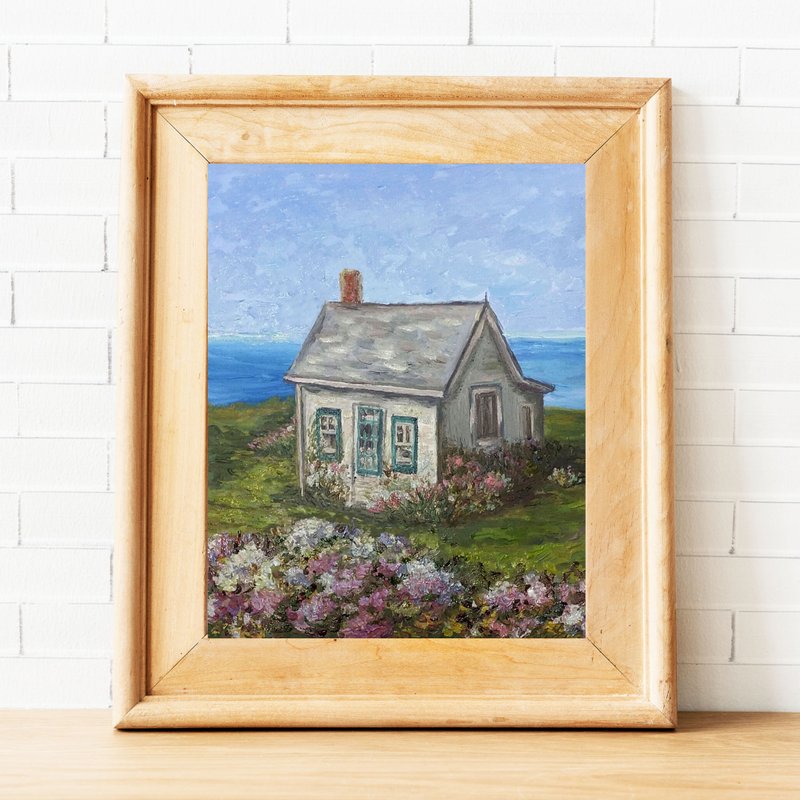 House Painting,Original Artwork,Landscape Painting,Seascape Wall Art,Home Decor - ตกแต่งผนัง - ไม้ สีเขียว