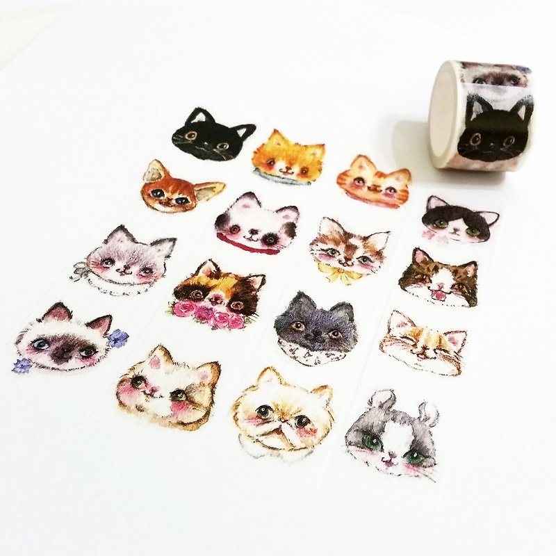 Jielin Washi Tape Cat Head - มาสกิ้งเทป - กระดาษ 