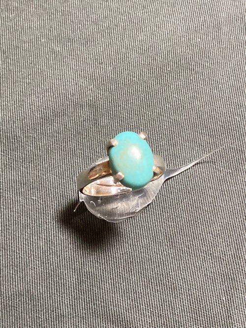 奈爾裡 天然 綠松石 爪鑲 戒指 925純銀 尼泊爾 手工製