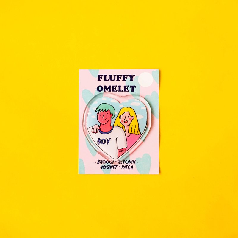 Fluffy Omelet Keychain / Pin / Phone Grip - BOY'S HEART - 胸針 - 壓克力 多色