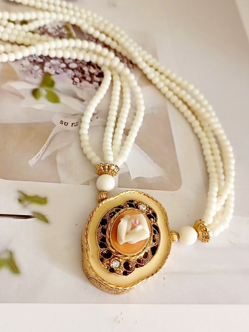 vintage jewelry 1928古典仿珠立體雕花 項鍊 - 項鍊 - 塑膠 
