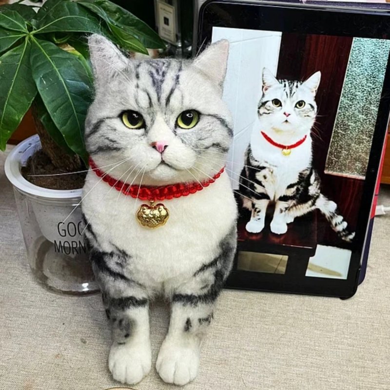 客制化逼真猫 羊毛氈 寵物 娃娃 定制 手工 狗狗猫咪 毛小孩 185 - 貓/狗玩具 - 羊毛 多色