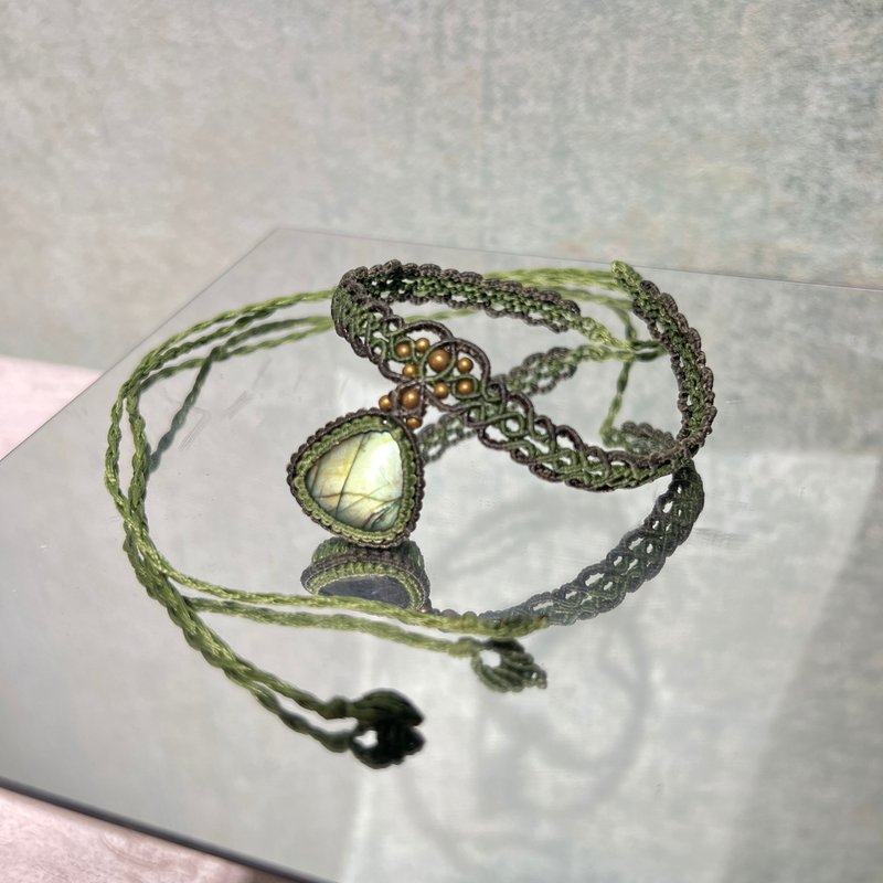 Crystoria Stone | Macrame | 南美蠟線 | 項鍊 | 藍光拉長石 - 項鍊 - 寶石 藍色