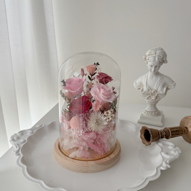 SEE 看見花藝設計 | 永生花 | 玫瑰 |晨曦玫紅玻璃花盅 - 乾燥花/永生花 - 植物．花 