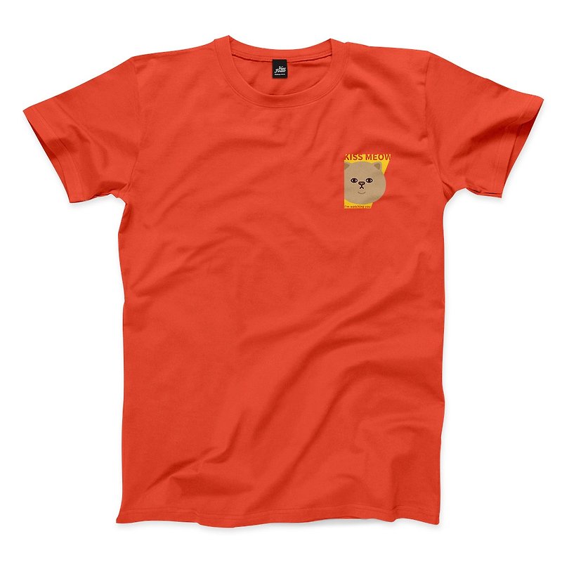 Im watching you - Mustard Yellow - Orange - Neutral T-Shirt - เสื้อยืดผู้ชาย - ผ้าฝ้าย/ผ้าลินิน สีส้ม