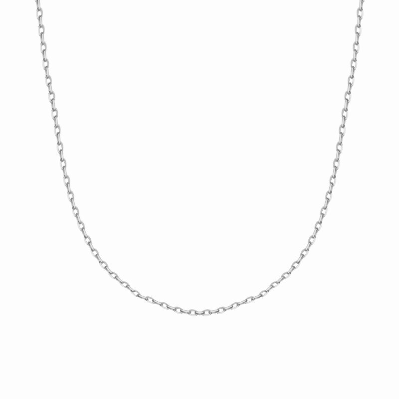純銀鍍鉑金 頸鍊  - Dainty Cable Chain - 項鍊 - 純銀 銀色
