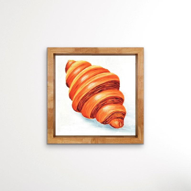 Croissant Oil Painting - Food Painting, Croissant Painting Food Art - Wall Décor - Other Materials Orange