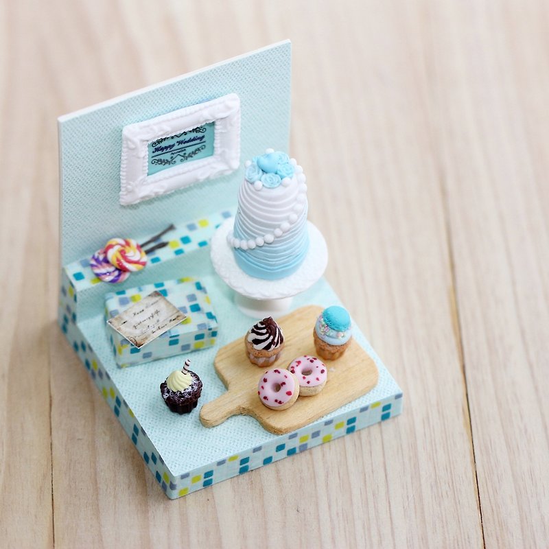 Pocket scene marriage card Miniature Happy Wedding Party