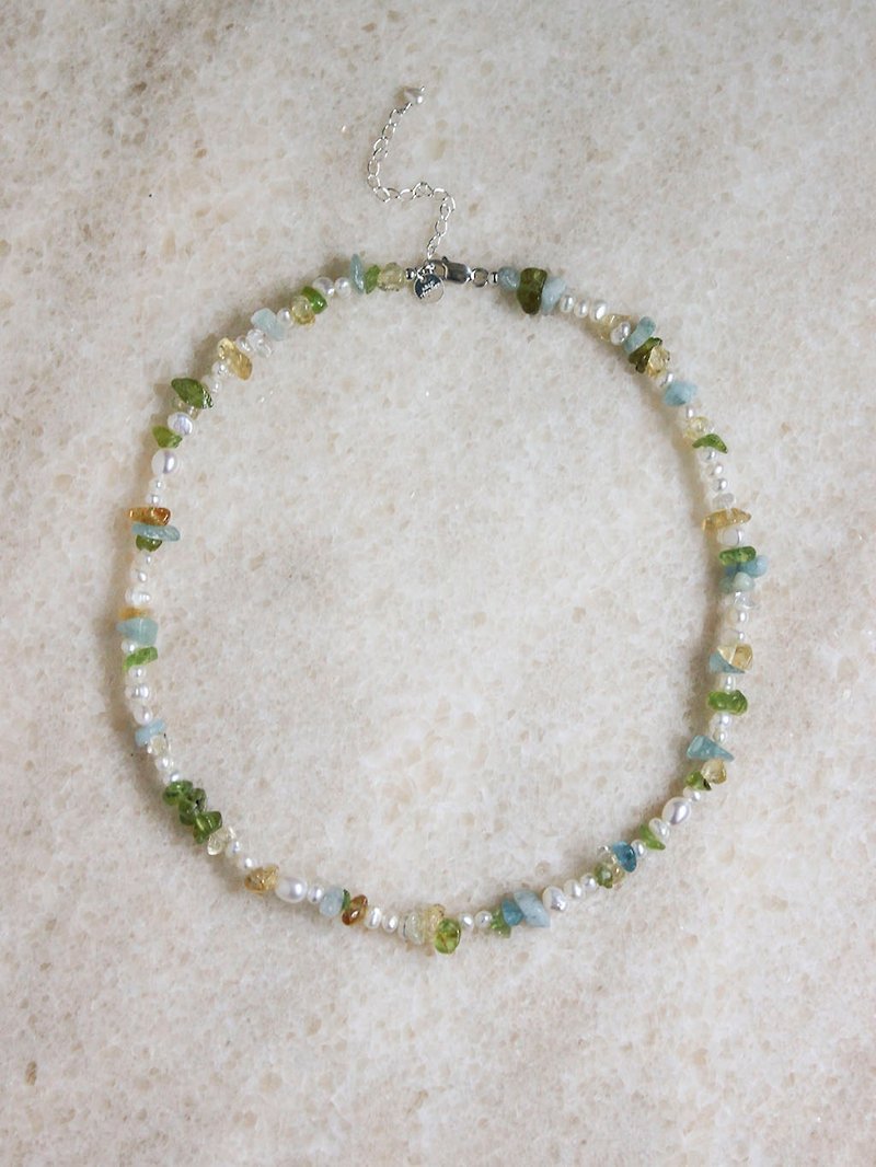Coastal Plants Pearl Raw Gemstone Necklace