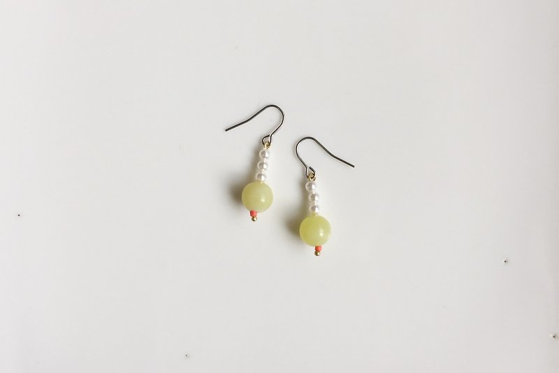 Cantaloupe Pearl Natural Stone Earrings - Earrings & Clip-ons - Glass Green