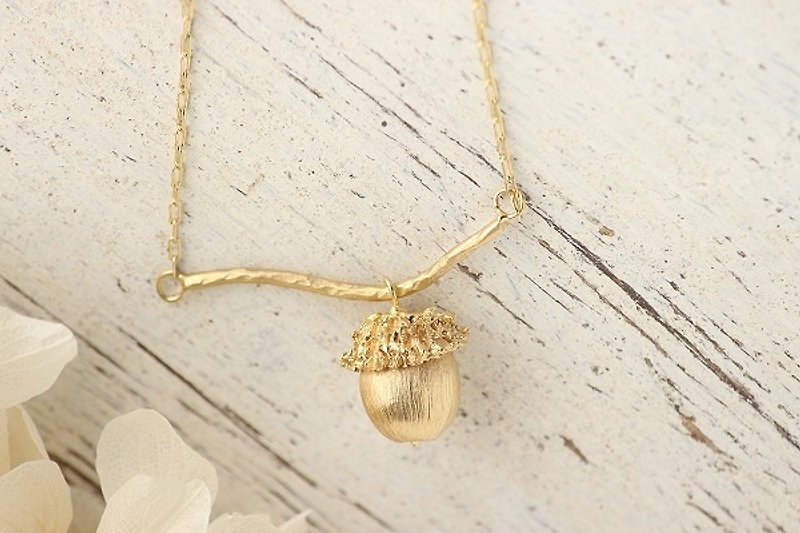 K18GP acorn pendant - Necklaces - Other Metals Gold