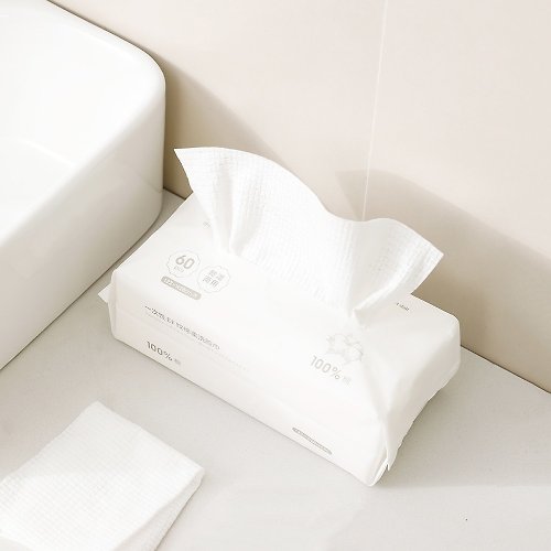 日本霜山 SHIMOYAMA 日本霜山 純棉一次性平紋EF紋雙面棉柔洗臉巾(60抽)-3包組