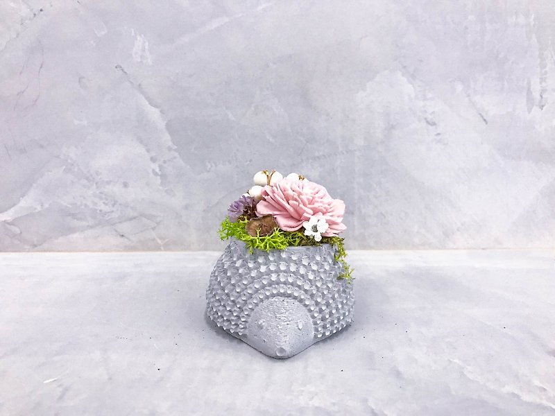 Petrified hedgehog grows flowers │ limited edition │ gift aromatic bottle - Plants - Cement Gray