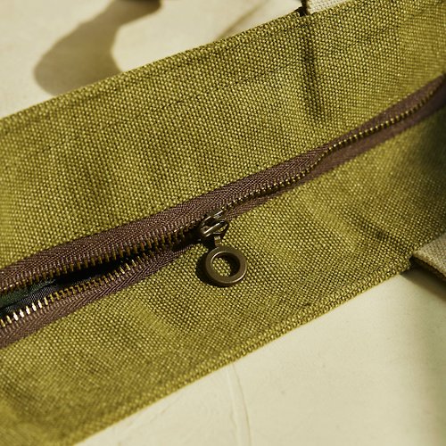 A4 color matching washed canvas zipper bag (linen Brown) - Shop