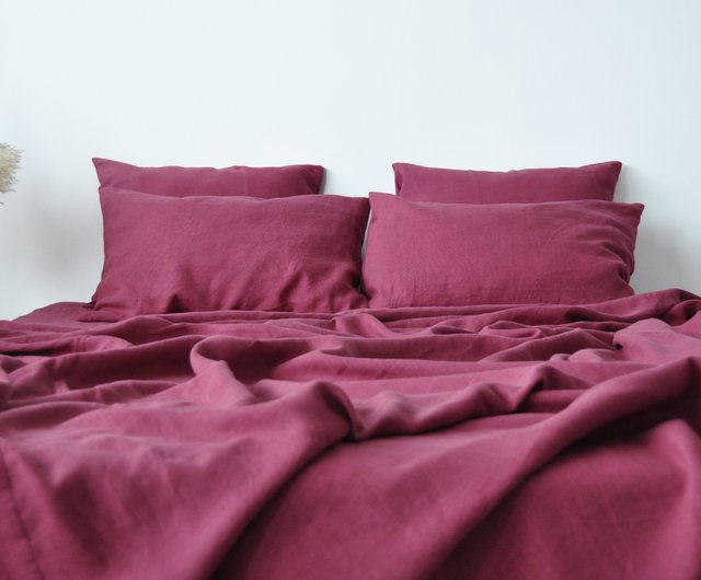 Raspberry linen flat sheet / Linen bedsheet / Softened stonewashed linen  sheet - Shop True Things Bedding - Pinkoi