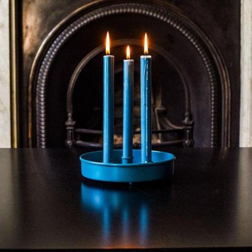 British Colour Standard Assorted 6-Pack Solid Dinner Candles in Rainbow Solids Cool Blue Green