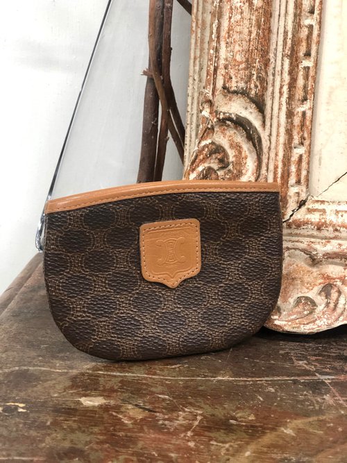 CELINE マカダムコインケース 未使用　ヴィンテージ品 日本直送 名牌中古包 】CELINE セリーヌ マカダム ブラゾン型