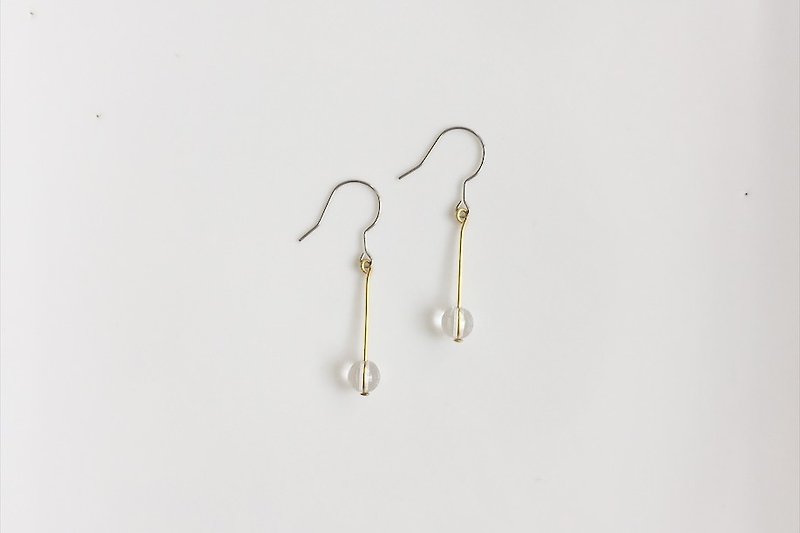 Small clear crystal brass earrings - Earrings & Clip-ons - Gemstone Transparent