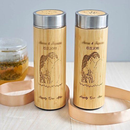 Personalized Bamboo Travel Coffee Mug Tumbler - Shop NSJ Stylish Store  Vacuum Flasks - Pinkoi