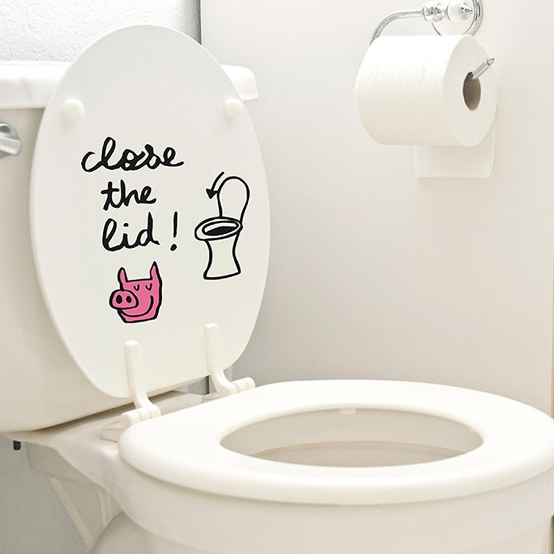 Please close the toilet lid for hand-painted wall stickers - Wall Décor - Other Materials Multicolor