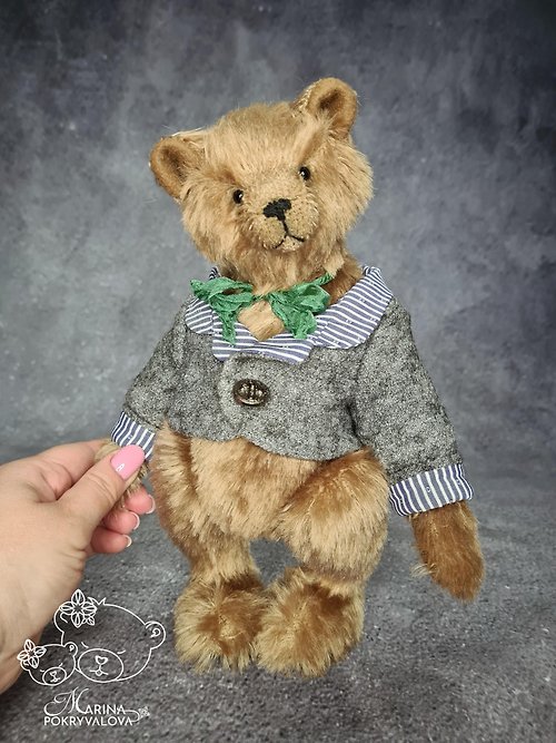 Amitoysgifts Brown bear toy. Artist teddy bear. Mohair bear. Classic bear.