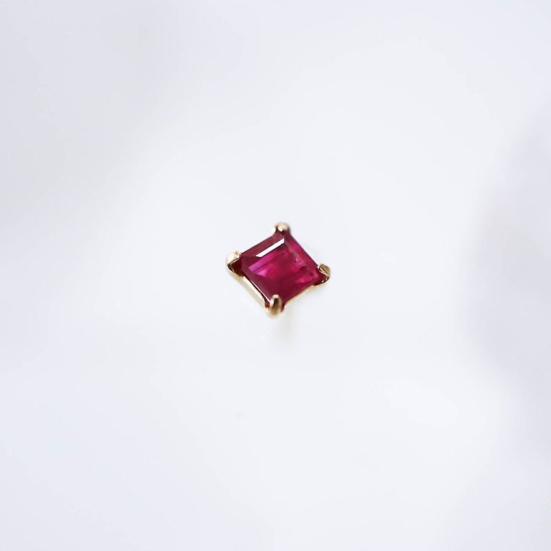 18K 黃K金 紅寶耳環 方形切割 - 耳環/耳夾 - 貴金屬 