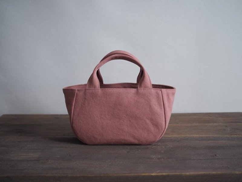 Round Tote S with lid (Old Rose) - กระเป๋าถือ - ผ้าฝ้าย/ผ้าลินิน 