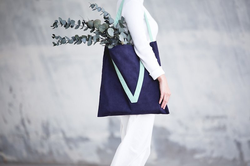 Navy V-strap shopping shoulder bag - Messenger Bags & Sling Bags - Paper Blue