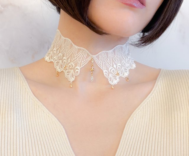 Meet Me Halfway/星と白レースのつけ襟チョーカー SV646 - ショップ