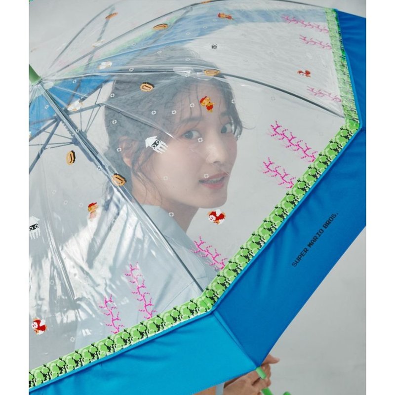 ( 2024年四月 新款預購 ) WPC x SuperMario 超級瑪利歐兄弟長傘 - 雨傘/雨衣 - 防水材質 藍色