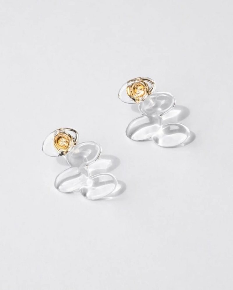 HARIO LWF Earrings - Fleuve (HAA-FV-P) - Earrings & Clip-ons - Glass Transparent