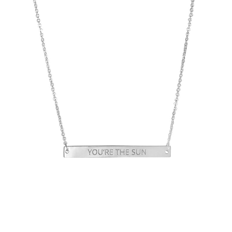 【Customized Gift】Personalized Bar Lettering Long Plate Sterling Silver Necklace