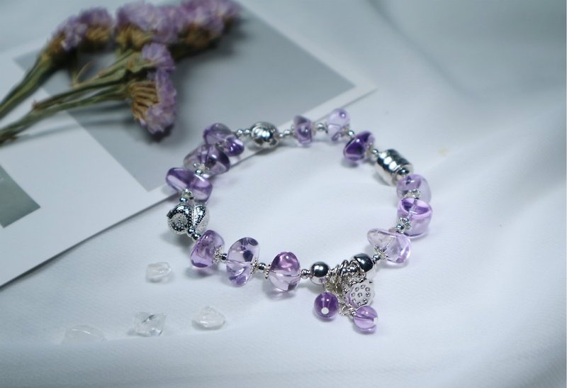Enhancing Memory Amethyst Sterling Silver Bracelet/Bracelet/Bracelet 925 Sterling Silver Jewelry - Bracelets - Crystal Purple
