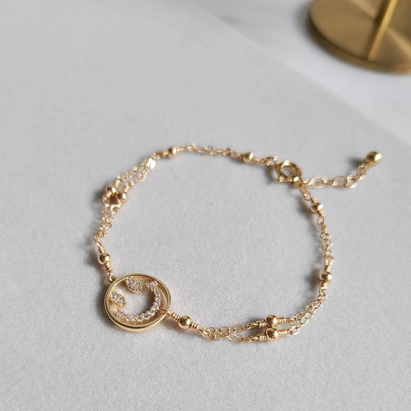 微笑曙光 - 簍空鋯石金珠手鍊 - 手鍊/手鐲 - 其他材質 