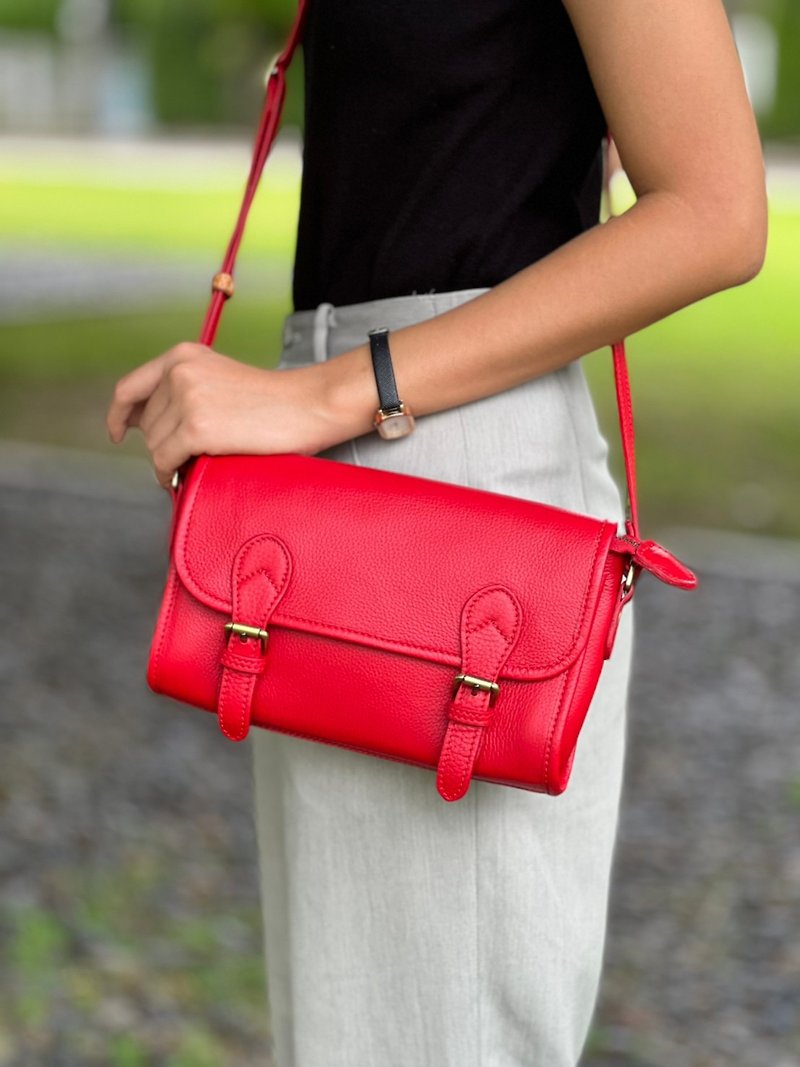 Satchel Bag Shatchell/M in Red leather bag - GUATE - 側背包/斜孭袋 - 真皮 紅色