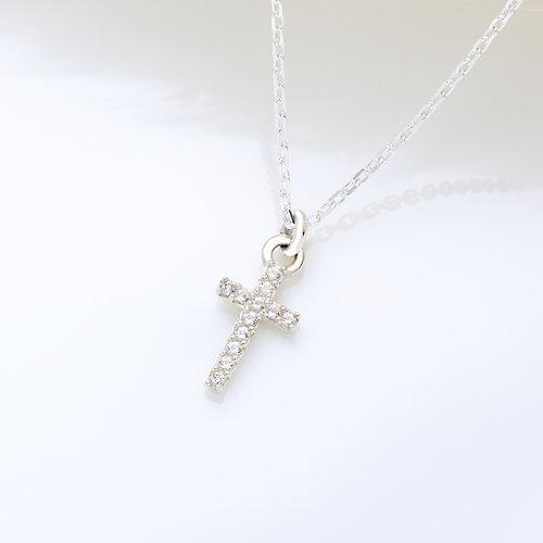 Angel & Me 珠寶銀飾 微鑲 5A 瑞士 鑽石 十字架 s925 純銀 項鍊 基督 生日 情人節