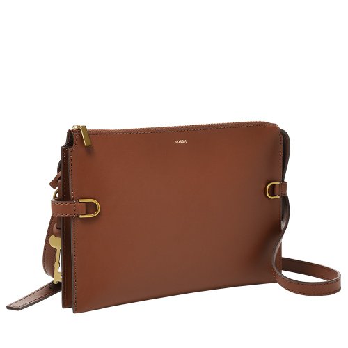 FOSSIL Kier Cactus Vegan Leather Crossbody Bag-Brown