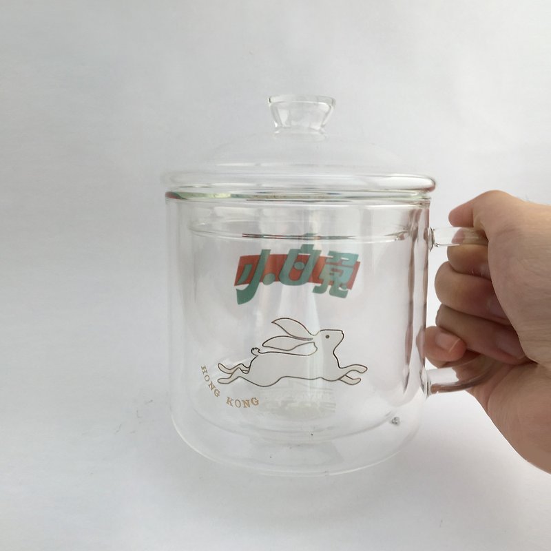 Double insulated heat-resistant glass / tea cup / coffee cup - <Little White Rabbit> - กระบอกน้ำร้อน - แก้ว 